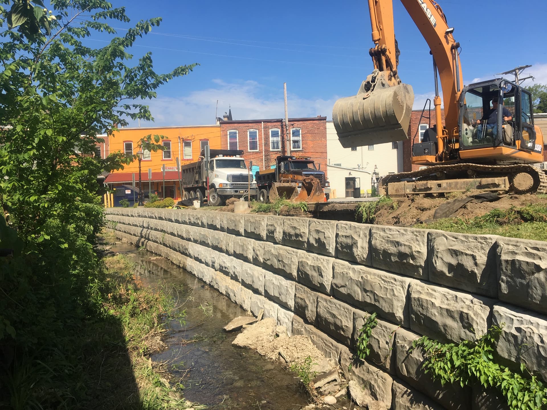 Excavator on a residential site